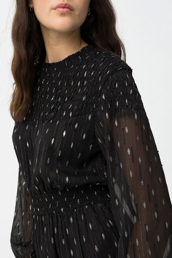 Tiffosi Blusa Semitransparente Drapead negro