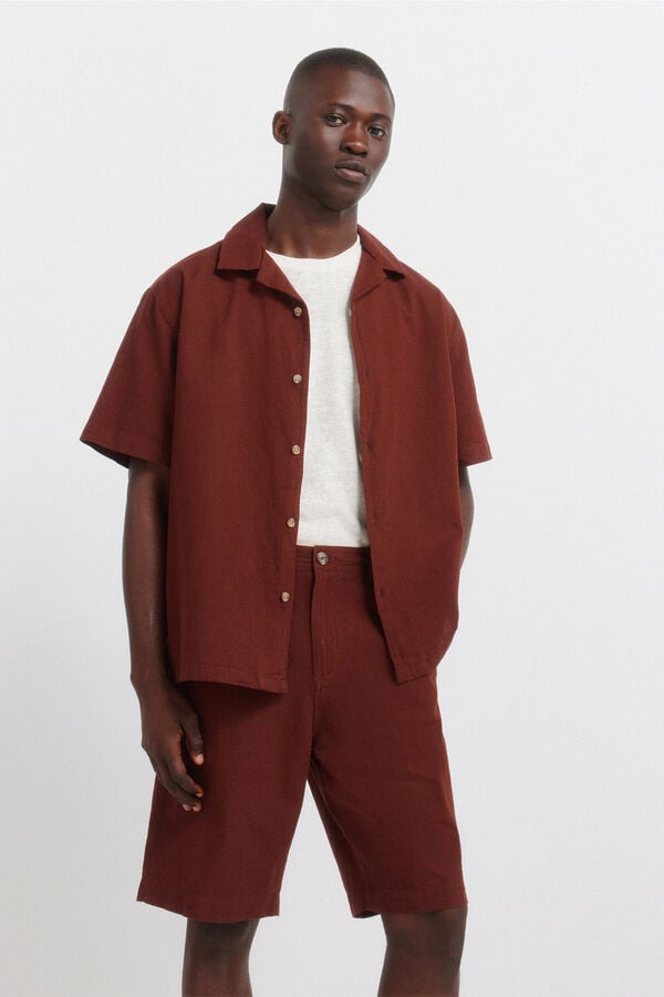 Springfield Linen relaxed fit Bermuda shorts red