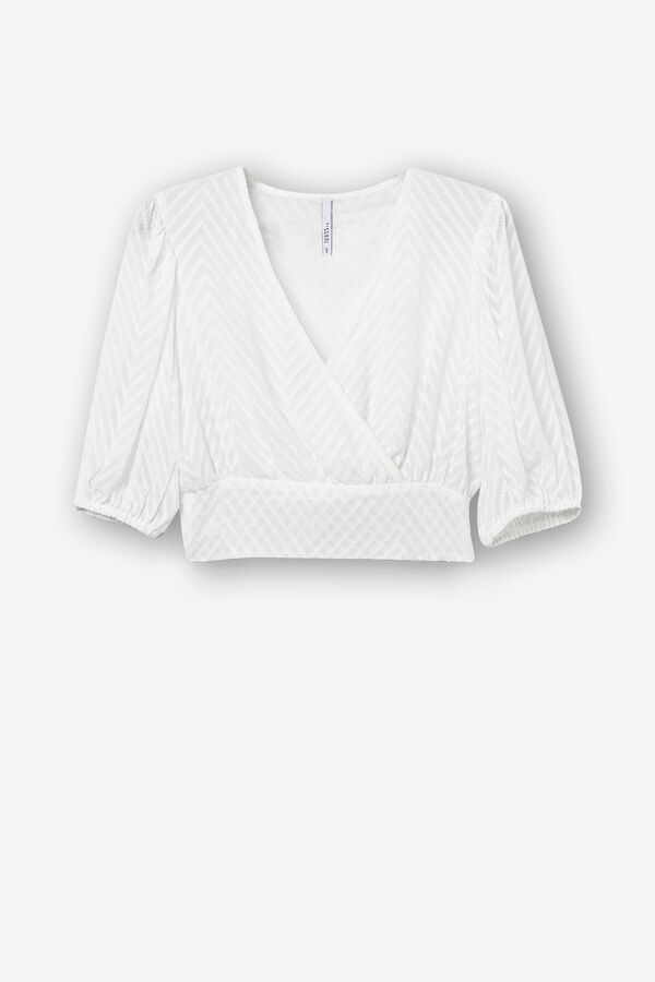 Springfield Plumetis crossover blouse white
