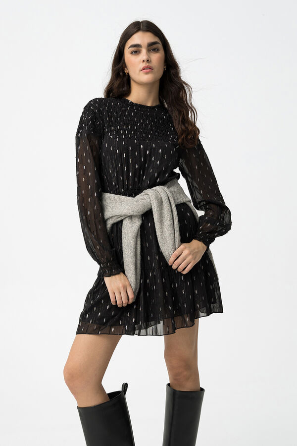 Tiffosi Vestido Drapead con Volantes negro