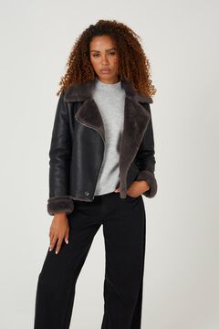 Brave Soul Chaqueta biker efecto piel con pelo