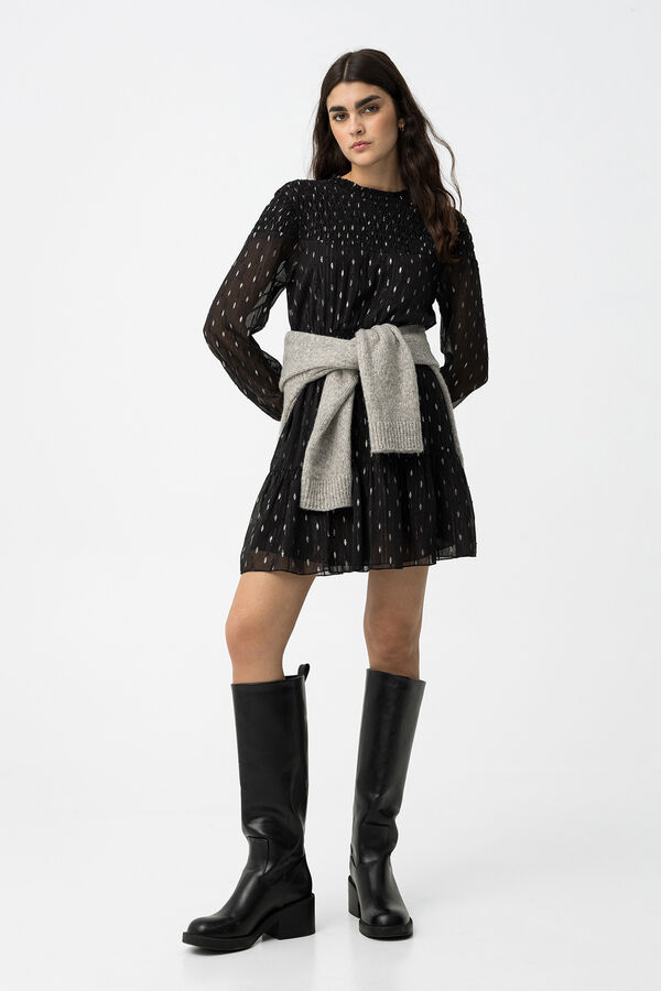 Tiffosi Vestido Drapead con Volantes negro