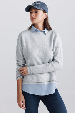 Springfield Shirt-style mixed fabric jumper