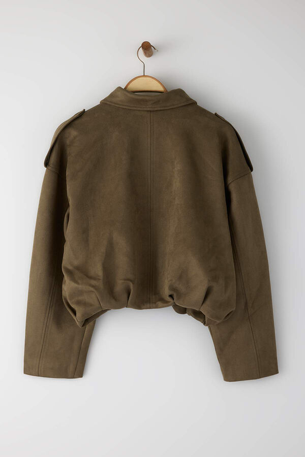 Trendyol Casaco bomber efeito camur&ccedil;a Caqui escuro