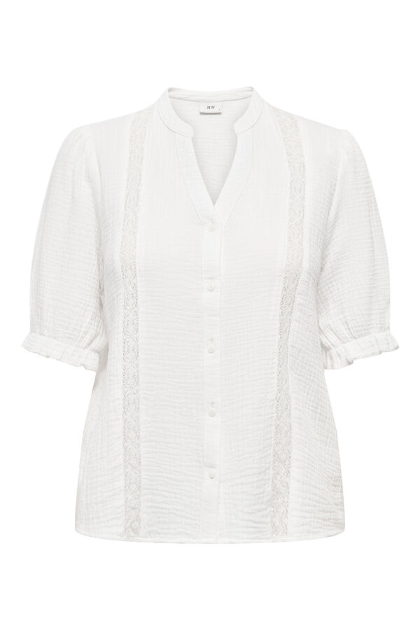 JDY Blusa manga corta encaje blanco
