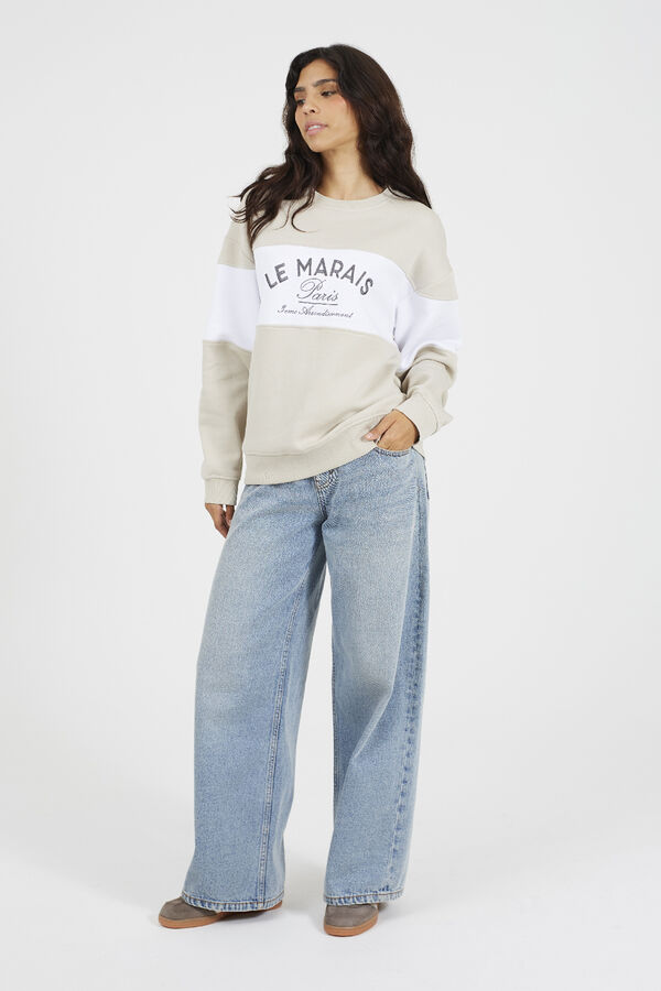 Brave Soul Sudadera con bordado marfil