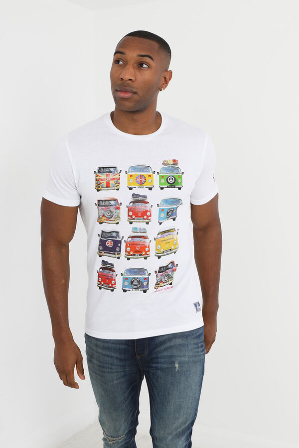Springfield Kurzarm-Shirt Transportfahrzeuge blanco