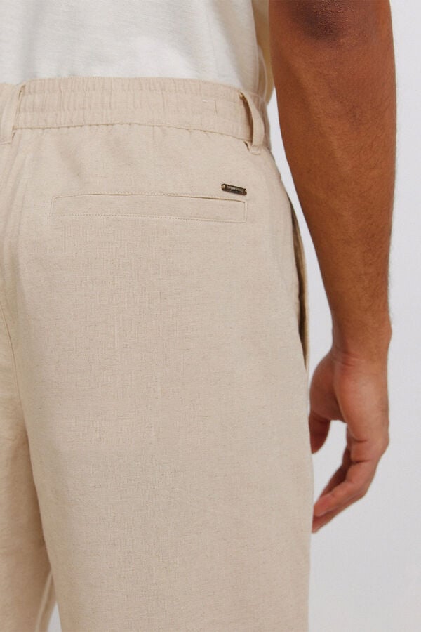 Springfield Linen straight fit trousers grey