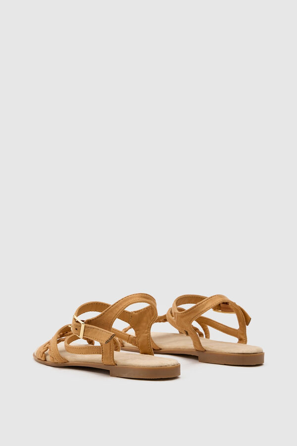 Springfield Crossed woven strap sandal medium beige