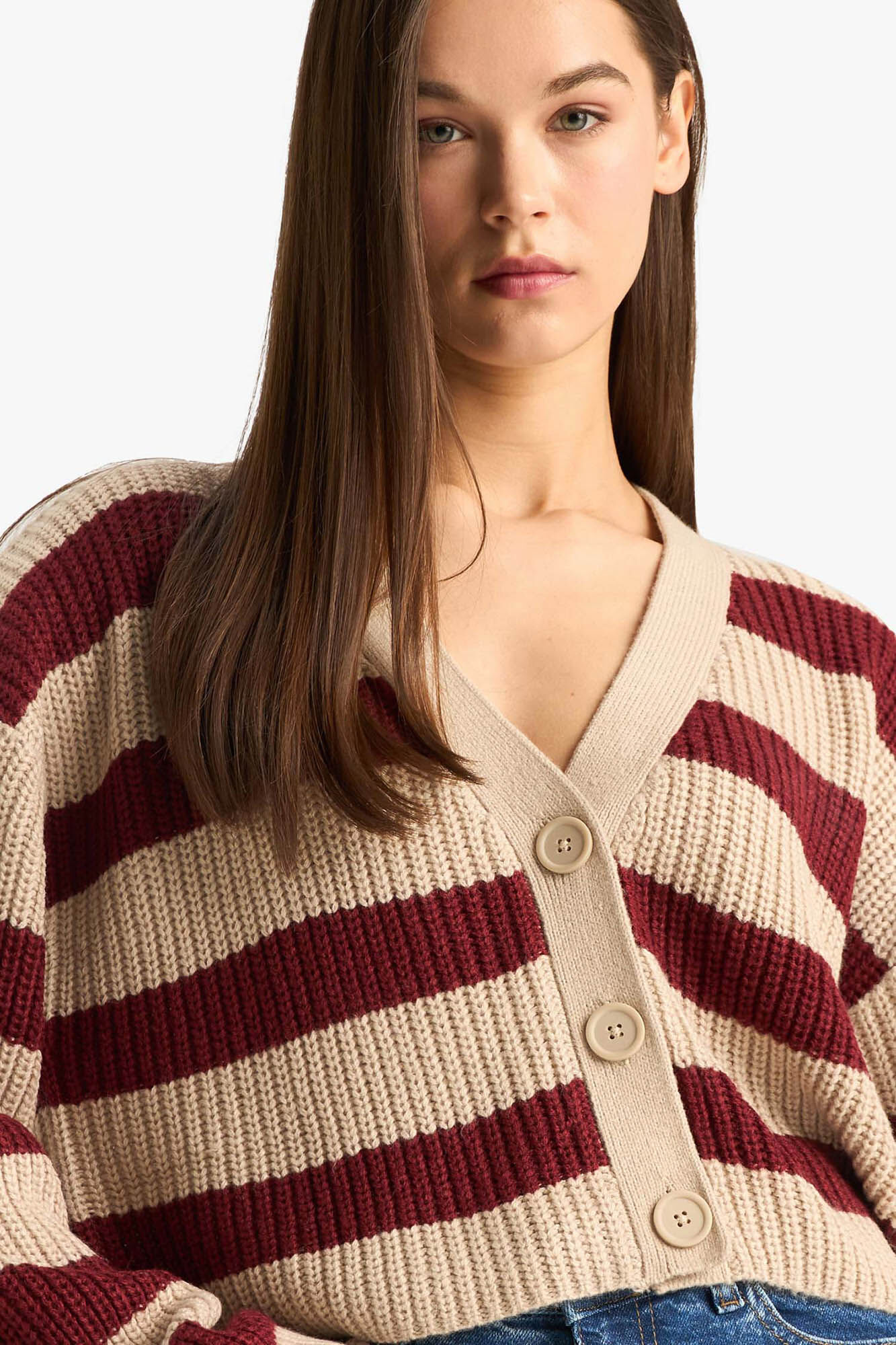 DeFacto Casaco de malha &agrave;s riscas