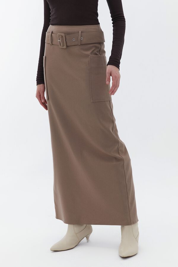 Oxxo A-line long skirt nude