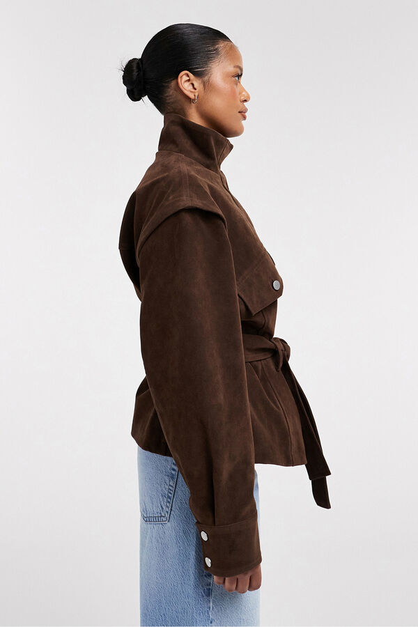 Topshop Casaco gola alta cru