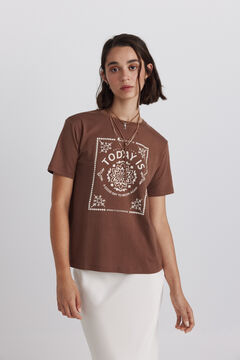 Springfield Camiseta dibujo algod&oacute;n tostado