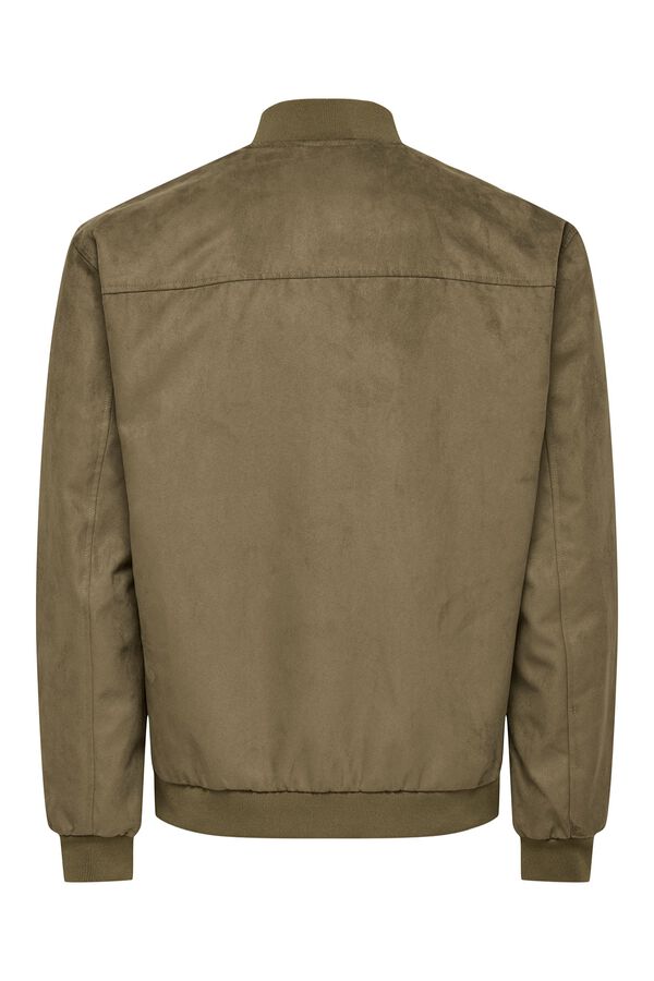 Only & Sons Faux suede bomber jacket nude