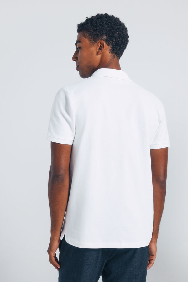 Springfield Slim fit piqué polo shirt white