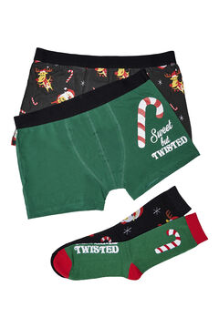 Springfield Christmas boxers and socks set fekete