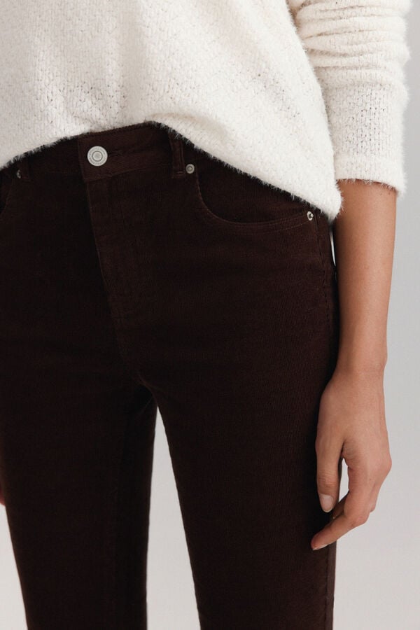 Springfield Pantalon flare en velours c&ocirc;tel&eacute; nude