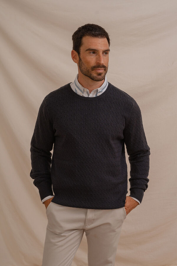 Celopman Su&eacute;ter com gola redonda e n&oacute;  azul