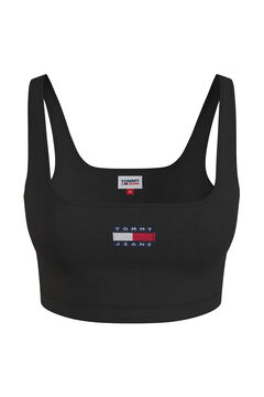 Springfield Top Tommy Jeans supercrop con badge negro