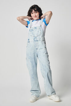 Springfield Distressed wide-leg overalls blue mix