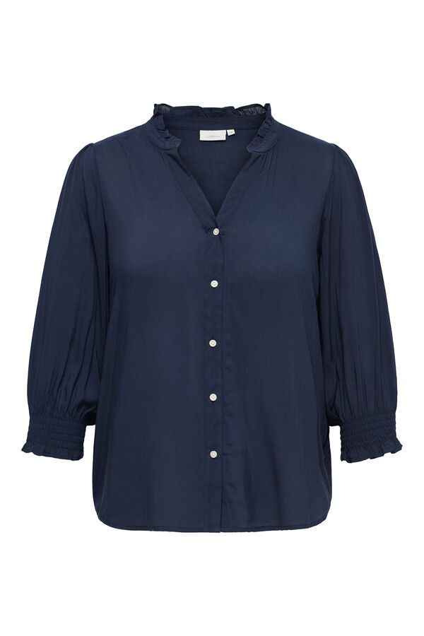 Only Carmakoma Elastic sleeve shirt plus size blue