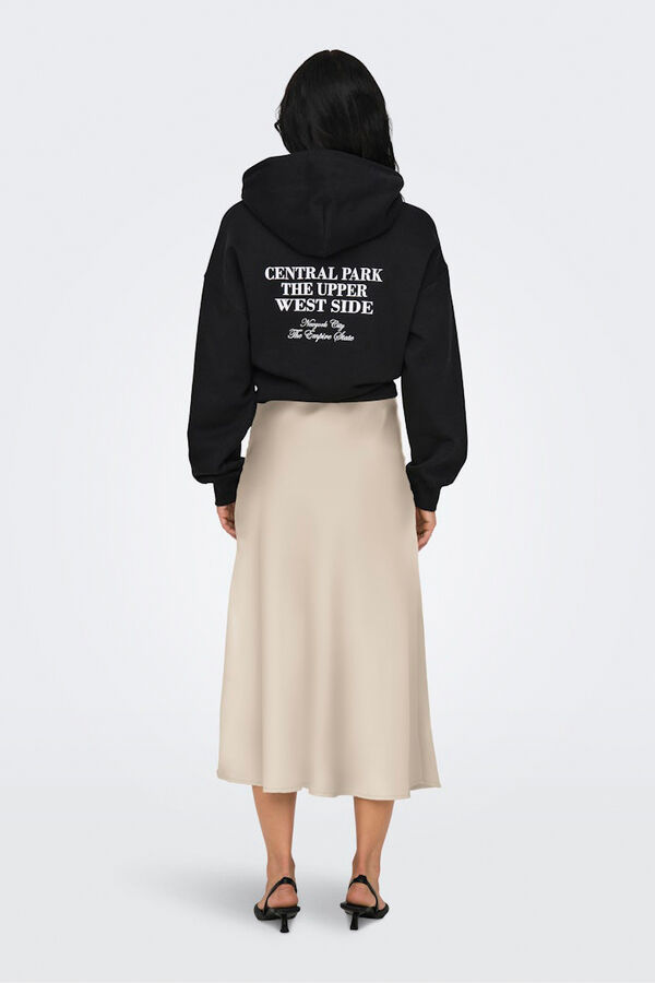 Only Falda midi sat&eacute;n beige