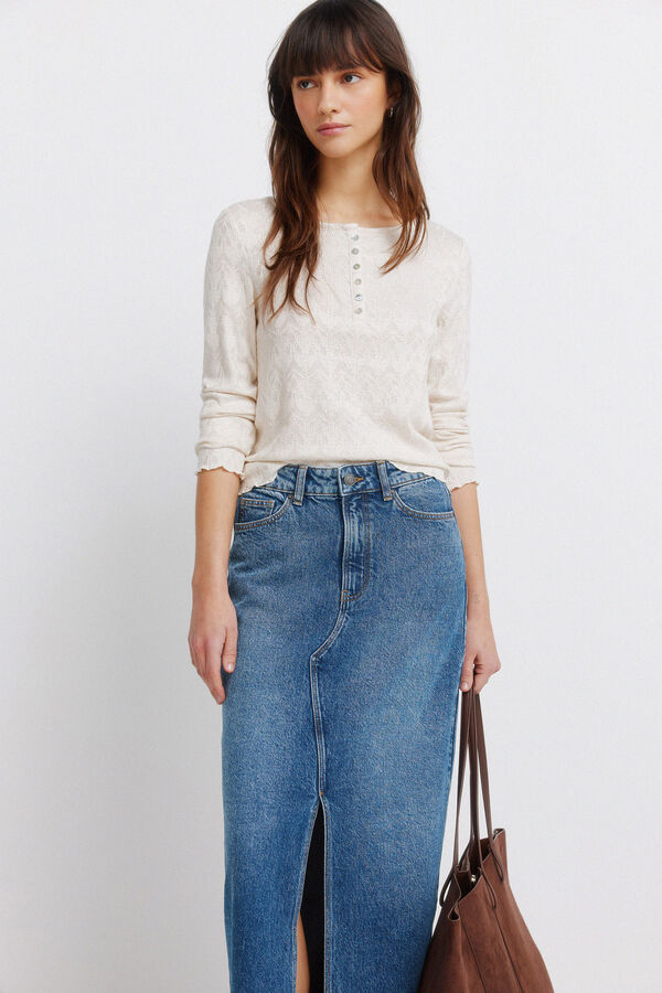 Springfield Denim midi skirt blue