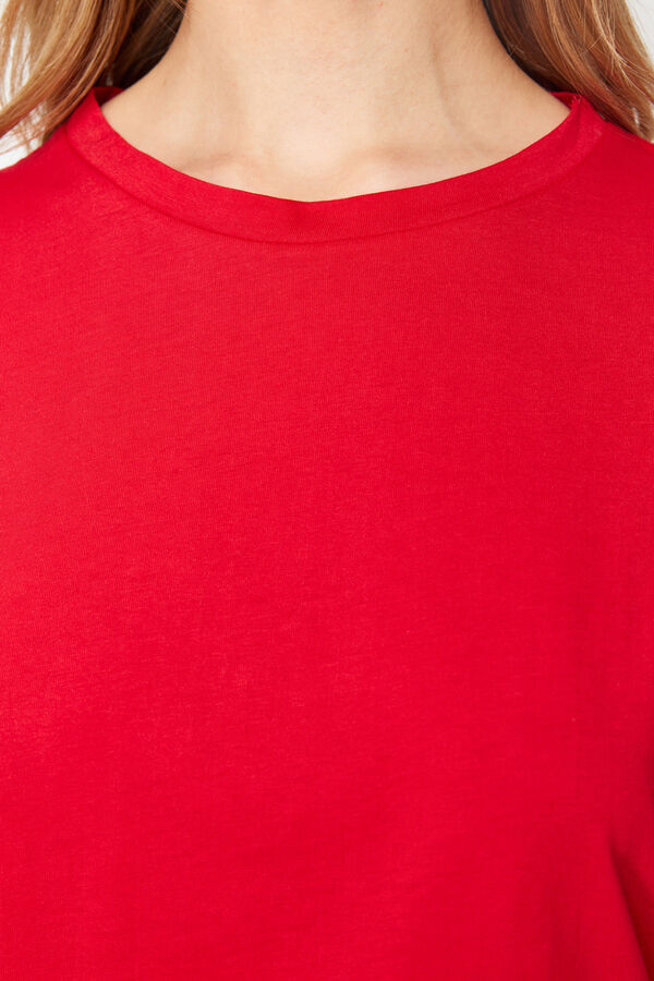 Trendyol Camiseta manga corta con volantes rojo