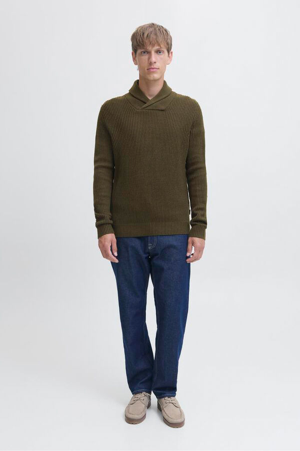 JJ REBEL Jersey de punto cuello cruzado verde