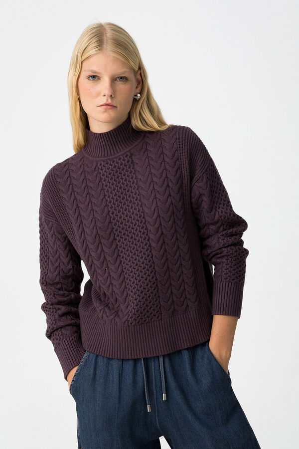 Tiffosi Jersey de Punto Trenzado burdeos