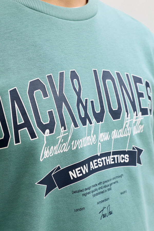 Jack & Jones Sudadera logo grande turquesa