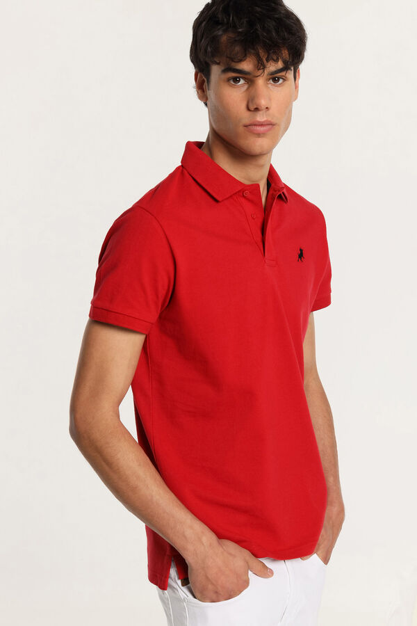 Lois Embroidered logo short sleeve polo shirt red