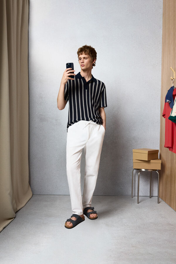 Springfield Striped regular fit polo shirt blue