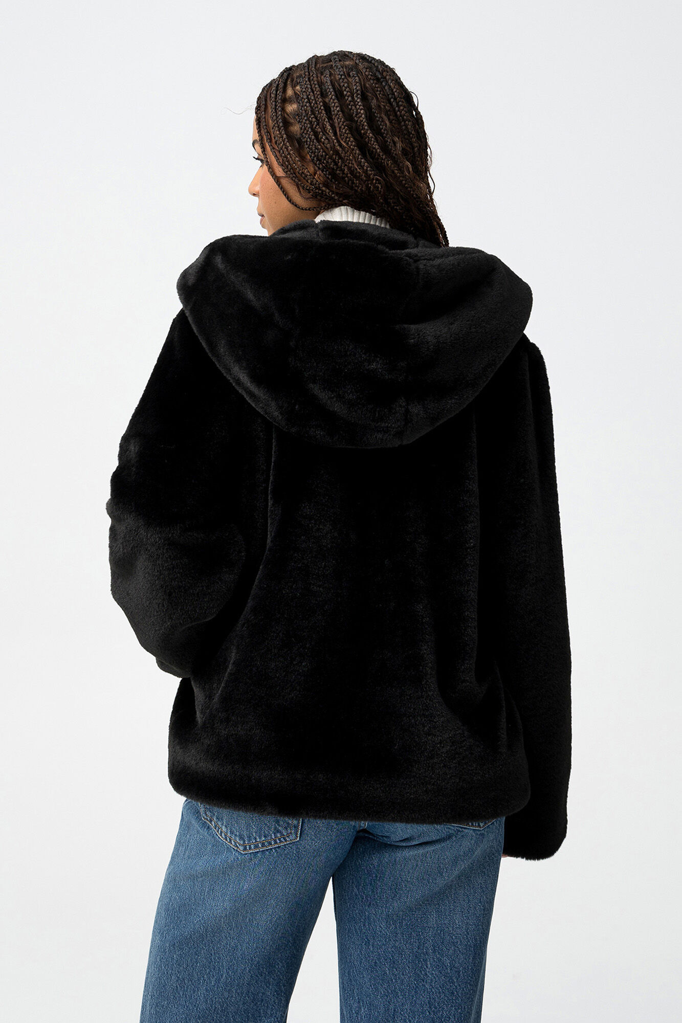ジャケット・アウター Convertible Faux Fur Tippet Coat black Relaxed Faux Fur Coat