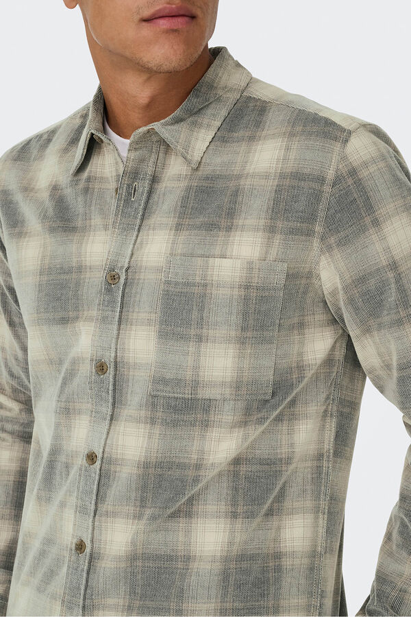 Only & Sons Camisa manga larga pana azul