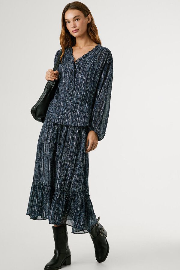 Pepe Jeans Saia longa com estampa floral azul