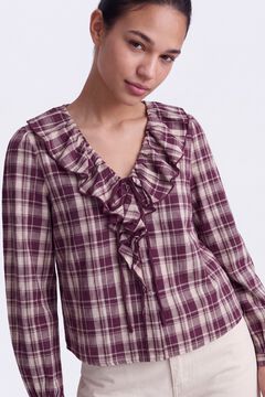 Only Plaid ruffle blouse