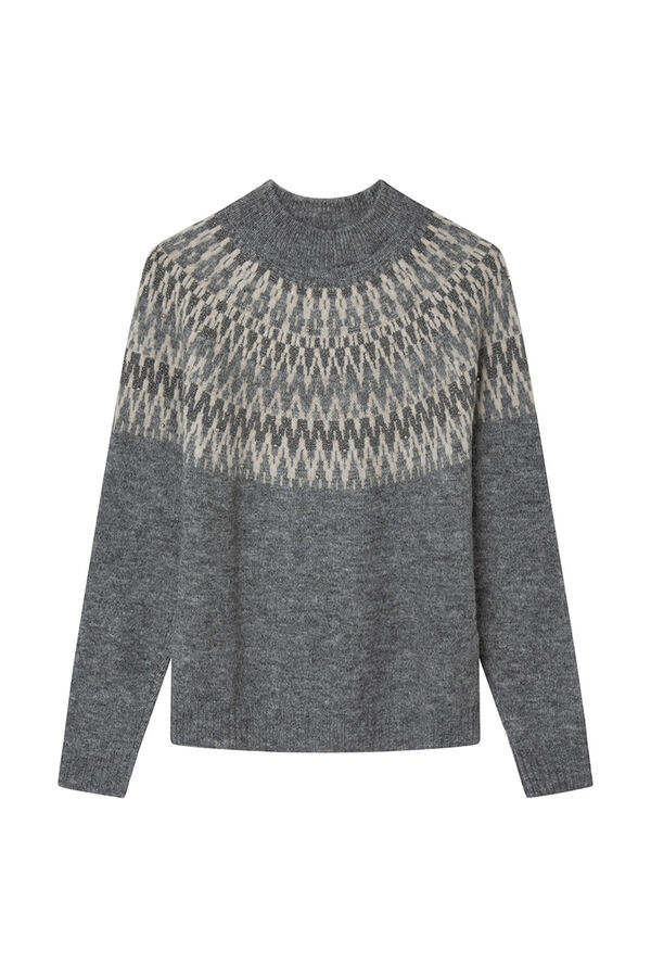 Springfield Pullover aus Lurex- Jacquard mit Nieten grau