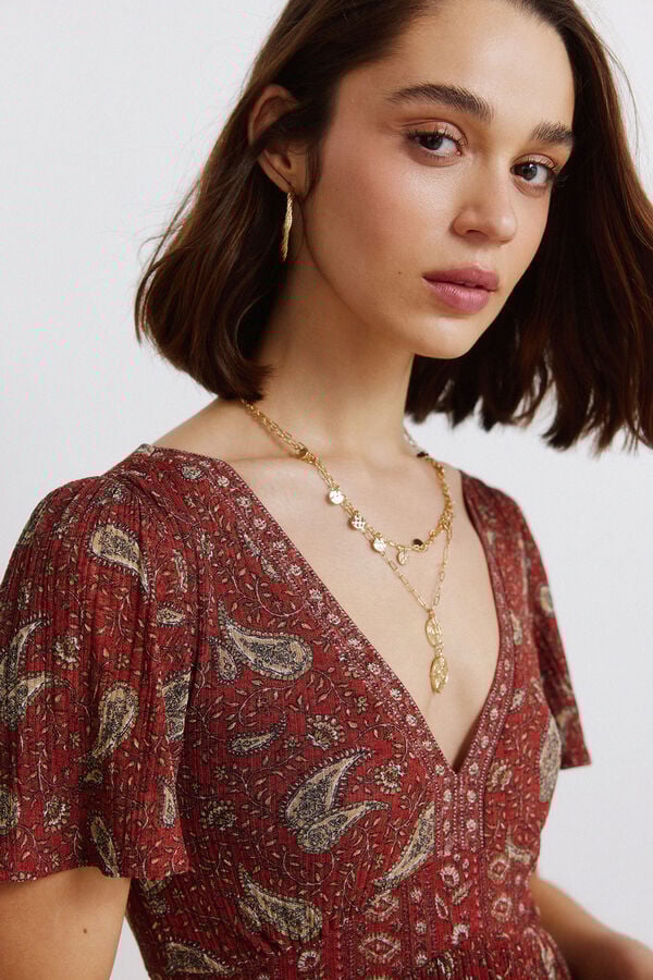 Springfield Border print midi dress red