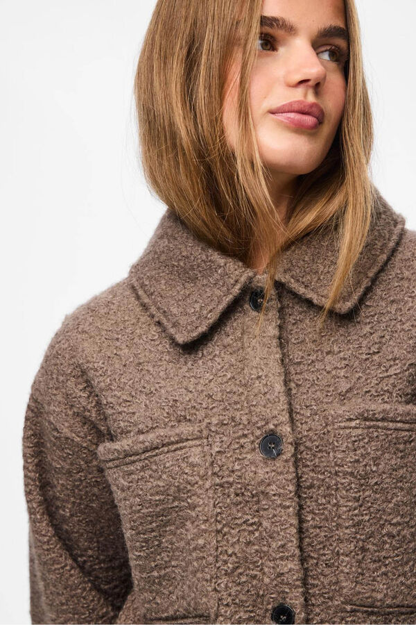 Pieces Sobrecamisa Teddy com bolsos cinzento