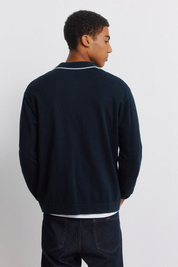 Springfield Vertical striped button cardigan blue