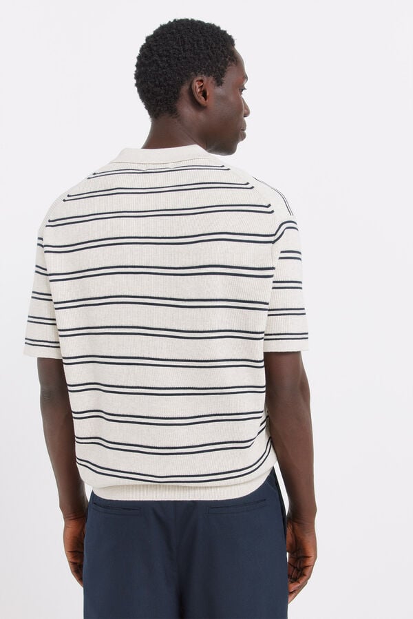 Springfield Multistriped structure polo shirt grey