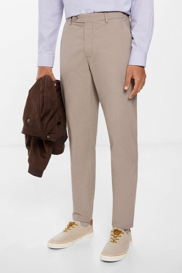 Springfield Textured formal trousers grey