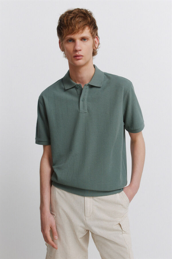Springfield Striped regular fit polo shirt green