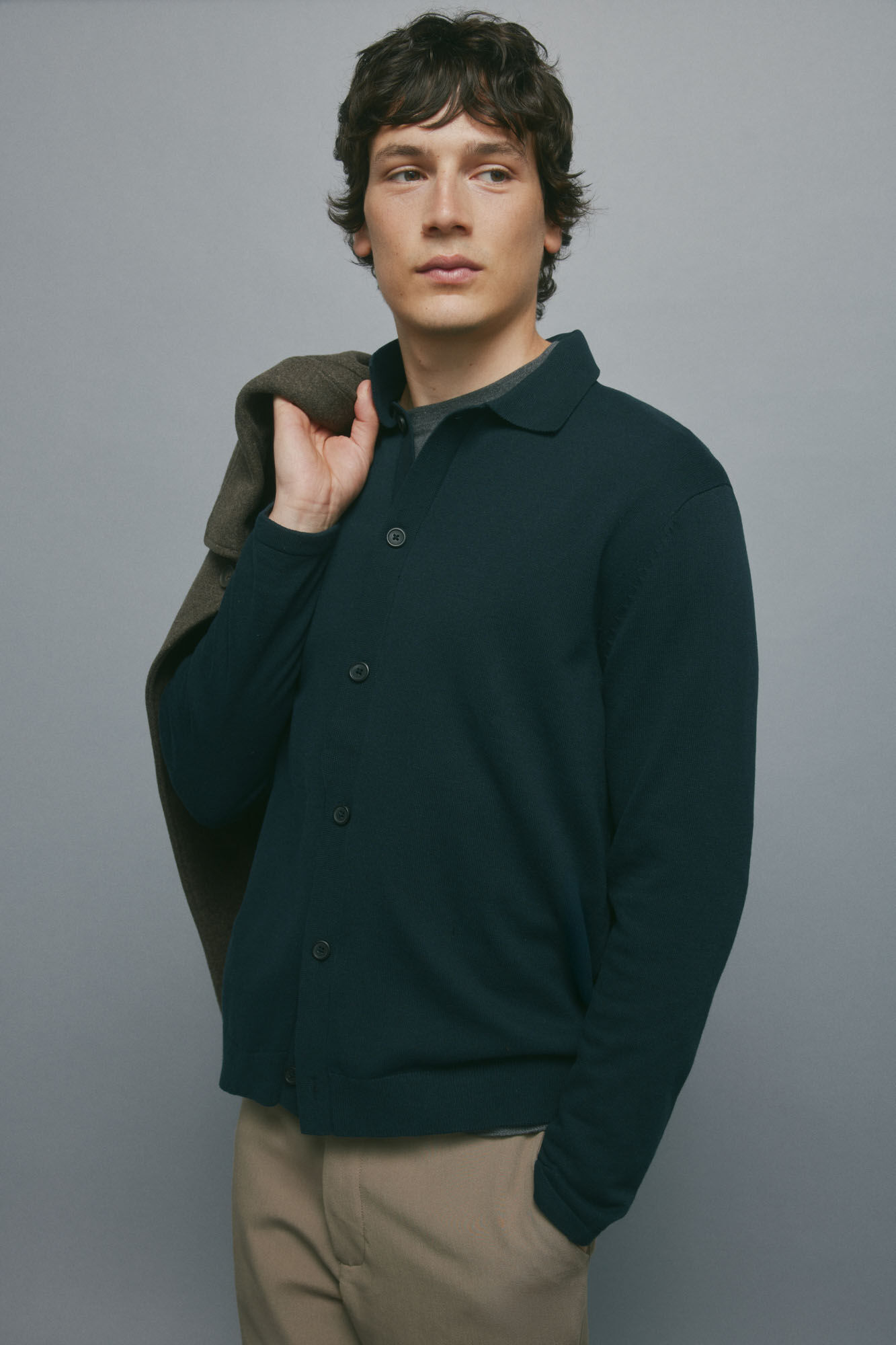 Springfield Polo shirt neck buttons cardigan