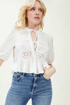 Springfield Blouse with lace and ties blanc