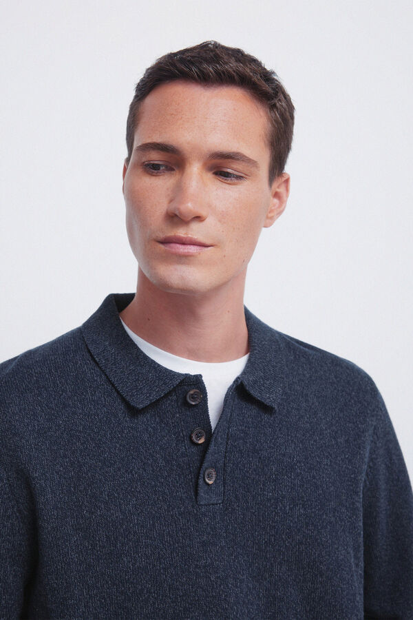 Springfield Polo shirt neck jumper with buttons blue