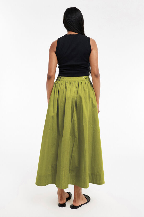 Topshop Saia comprida com detalhe franzido verde