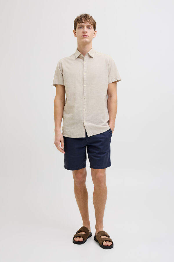 JJ REBEL Linen comfort fit shirt grey