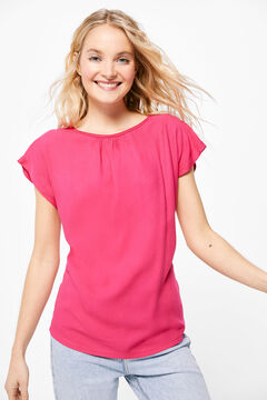 Springfield Two-material gathered neckline T-shirt lilac